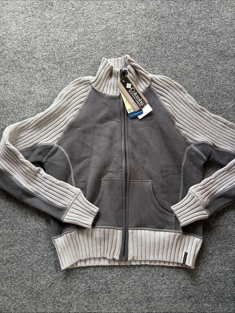 NEW! Columbia Women’s Gray Two-Tone Zip Sweater Jacket - Size Large